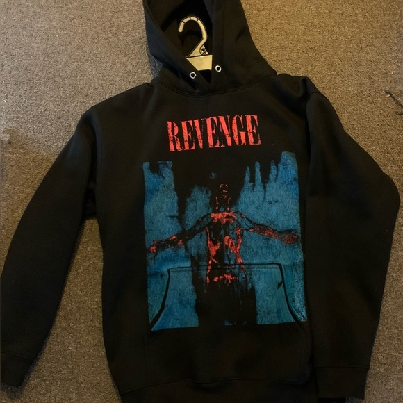 Revenge Clothing Black Hoodie with Red and Blue Graphic - Picture 1 of 3